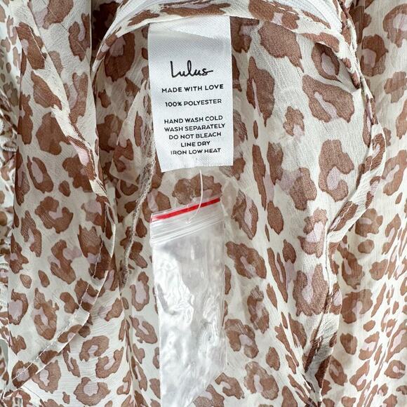Lulus Easy to Spot Ivory Leopard Print Long Sleeve Top Size Small Casual Sheer - Picture 5 of 13